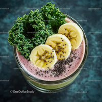 Fresh Kale and Banana Smoothie with Chia Seeds and Berries