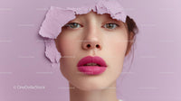 Captivating Female Portrait with Vibrant Pink Lipstick