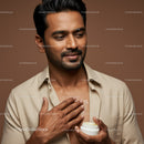 Male Man Applying Moisturizer Cream for Skincare Routine