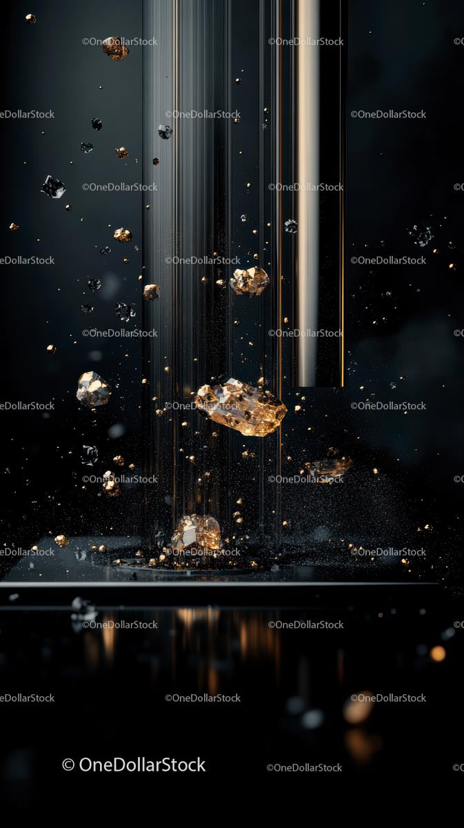 Dazzling Diamonds and Gems Falling Against Dark Background