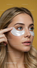 Woman with Under-Eye Patches Engaged in Skincare Routine for Healthy Skin