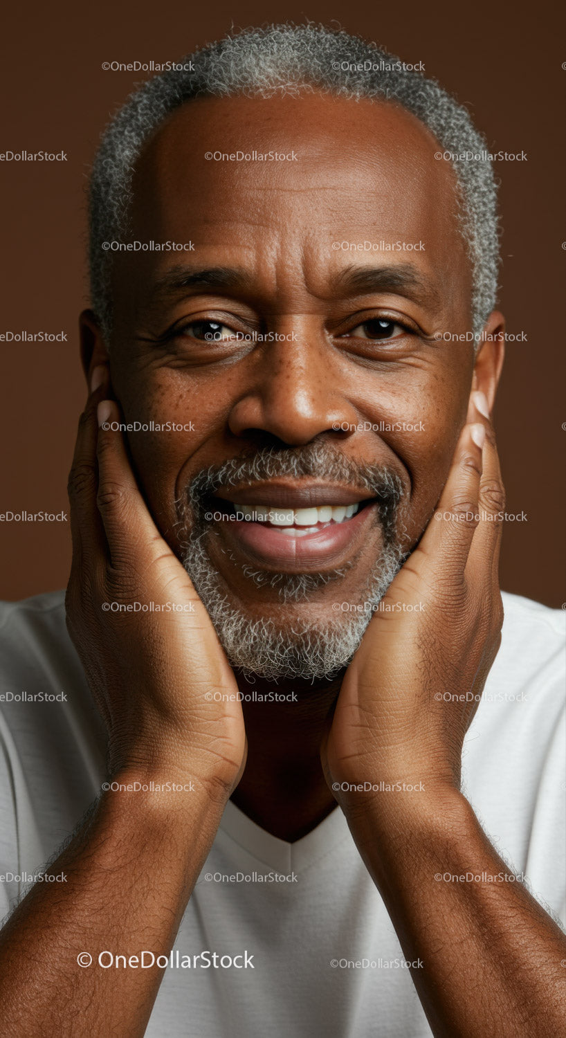 Close-up Portrait of Cheerful Elderly Man with Bright Smile