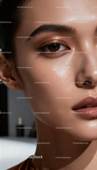 Close-up of radiant woman with glowing natural skin