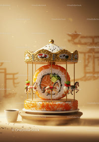 Sushi Carousel with Miniature Horses and Soy Sauce