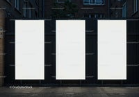 Three Blank Vertical Billboards in Urban Alleyway