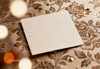 Blank textured card on vintage floral fabric background JPG Mockup Image preview