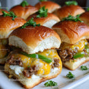 Mini Cheeseburger Sliders with Cheddar and Bell Peppers