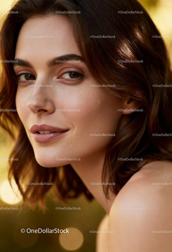 Natural close-up portrait of smiling young woman outdoors