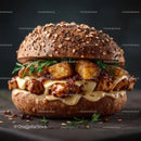 Gourmet Chicken Burger with Potatoes and Fresh Herbs