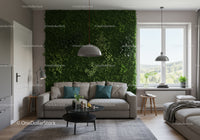 Modern Living Room with Green Wall and Cozy Sofa in Bright Space