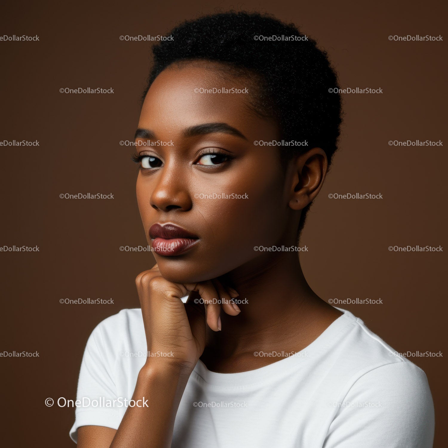 Elegant Close-Up of a Young African Woman in Stylish Beauty Portrait