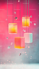 Colorful Sugar Cubes and Candies in Vibrant Abstract Composition