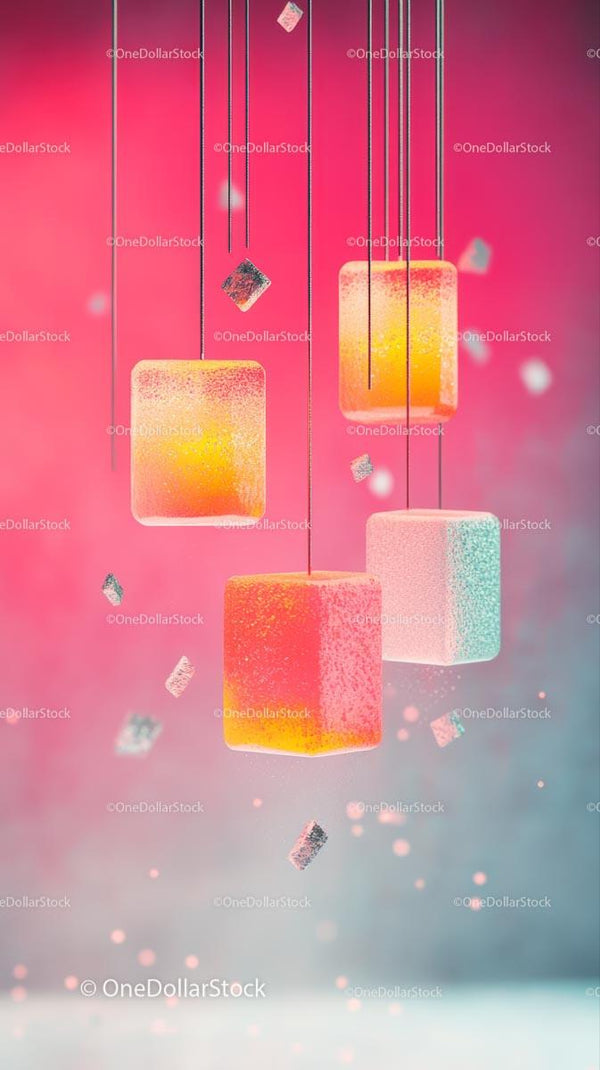 Colorful Sugar Cubes and Candies in Vibrant Abstract Composition