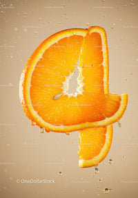 Fresh orange slice with water droplets in motion