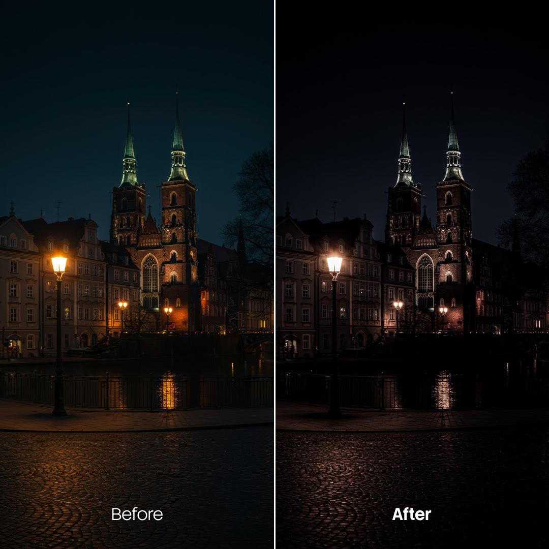 color grading preview with Melancholic City LUT Pack