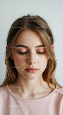 Portrait of a Young Woman with Closed Eyes and Serene Expression