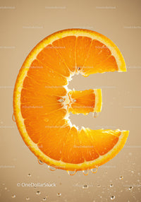 Juicy Orange Slice with Water Droplets Close Up