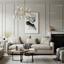 Elegant Modern Living Room with Beige Sofa and Abstract Artwork