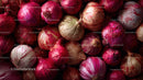 Close-up of Red Onions and Garlic Bulbs for Culinary Use
