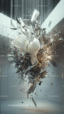 Abstract Modern Art Explosion with Glass and Metal Elements