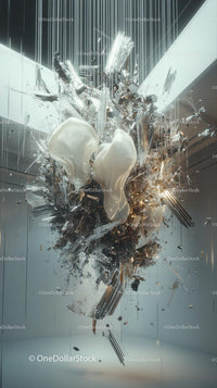Abstract Modern Art Explosion with Glass and Metal Elements