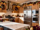 Modern Kitchen Decorated with Festive Christmas Lights