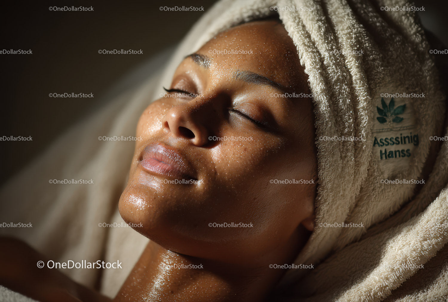 Woman with Glowing Skin Receiving Facial Treatment in Spa