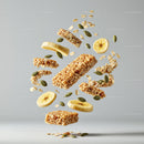 Floating granola bars with banana and pumpkin seeds