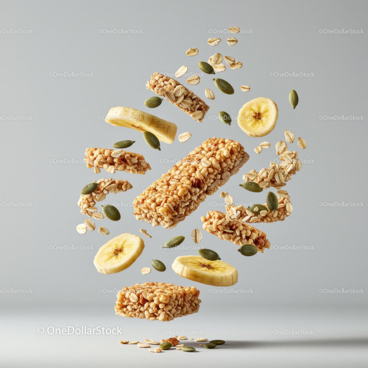 Pływające batony zbożowe z bananem i pestkami dyni