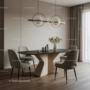 Elegant Modern Dining Room with Wooden Table and Pendant Lights