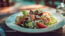 Fresh Smoked Salmon Salad with Cherry Tomatoes and Lettuce