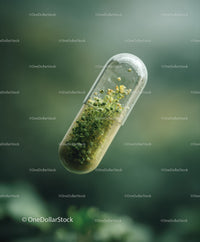 Herbal Microgreens Encased in Transparent Capsule for Natural Health