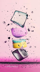 Colorful Ice Cubes Falling in a Vibrant Pastel Background