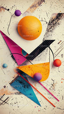 Colorful Abstract Geometric Design with 3D Spheres and Sharp Shapes