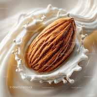 Almond Splashing in Creamy Milk for Delicious Food Photography