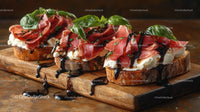 Mozzarella and Tomato Bruschetta with Basil and Balsamic Drizzle