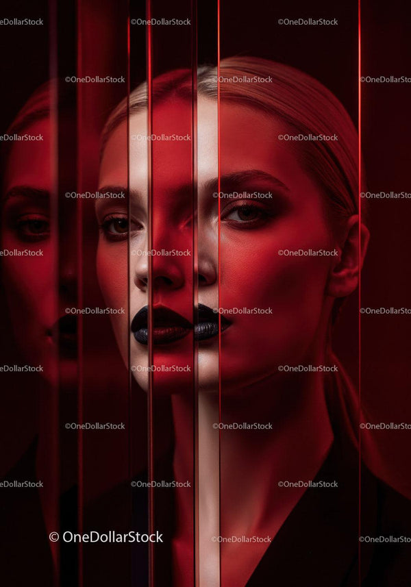 Futurystyczny Portret Kobiety z Czerwonym Oświetleniem i Ciemnym Makijażem (36 Zdjęć)