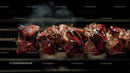 Juicy Grilled Meat Skewers with Charred Edges on Open Flame