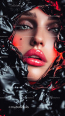 Fashion Portrait of a Woman with Glamorous Makeup and Black Hood