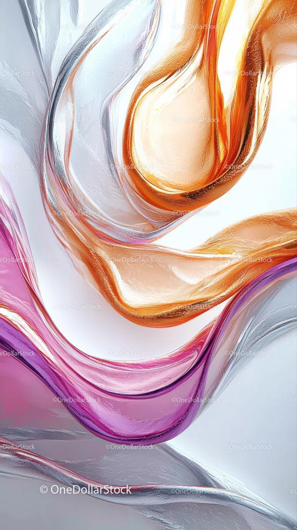 Abstract Fluid Art with Vibrant Orange and Pink Colors