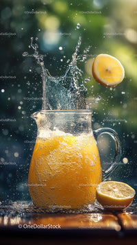 Cool Lemonade in Mason Jar with Fresh Lemons and Mint