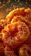 Crispy Golden Fried Chicken with Sesame Seeds close-up