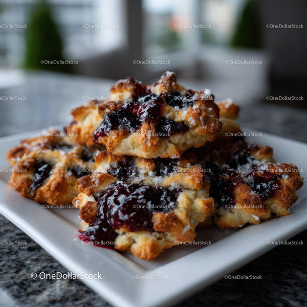 Bakery Pastry with Blueberry Jam and Fruit Topping