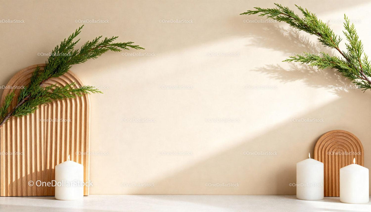 Minimalist Natural Decor with Greenery and Candles