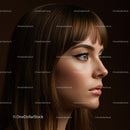 Elegant Woman with Black Eyeliner and Brunette Hair in Beauty Portrait