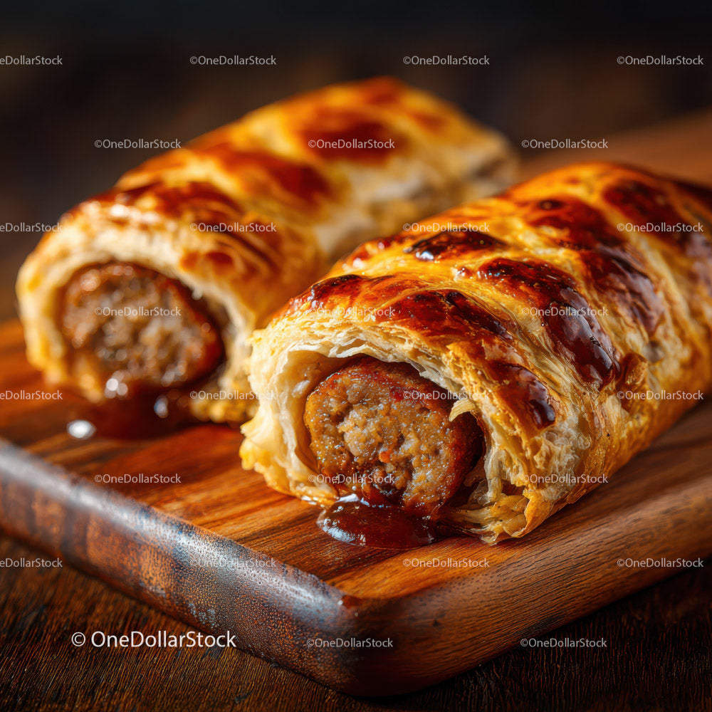 Savory Meat Sausage Roll with Crispy Pastry and Juicy Filling