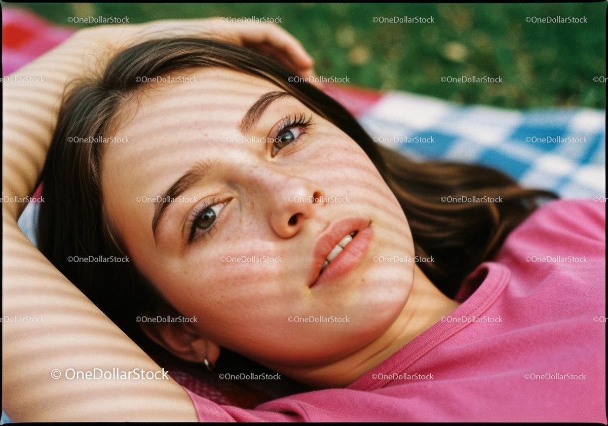Young woman resting outdoors with soft sunlight pattern