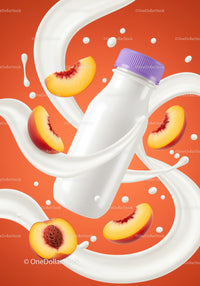 Peach flavored yogurt bottle with creamy swirls
