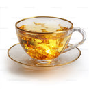Elegant Clear Glass Tea Cup with Amber Liquid for Refreshing Drinks