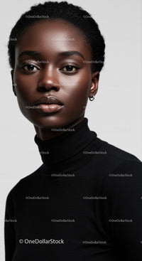 Elegant Black Woman Portrait in Studio with Minimalist Style